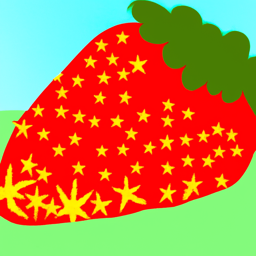 Hand-drawn strawberry transformed with noise level 20